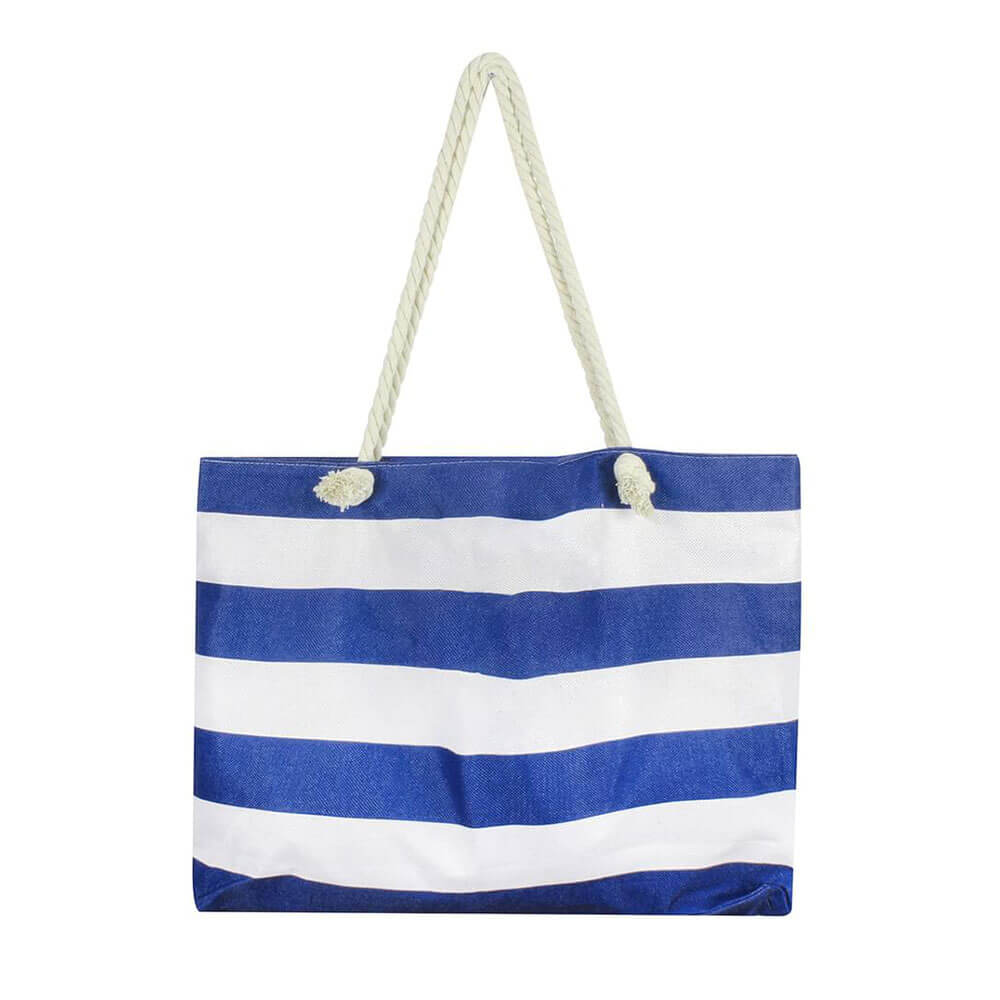 Retro Stripe Beach Bag m/ indre lynlås (70x42x15cm)