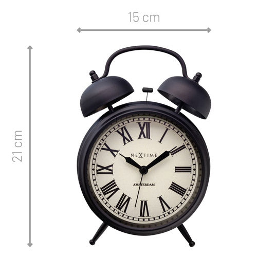 NeXtime Amsterdam Metal Alarm Clock Black (15x21x7cm)