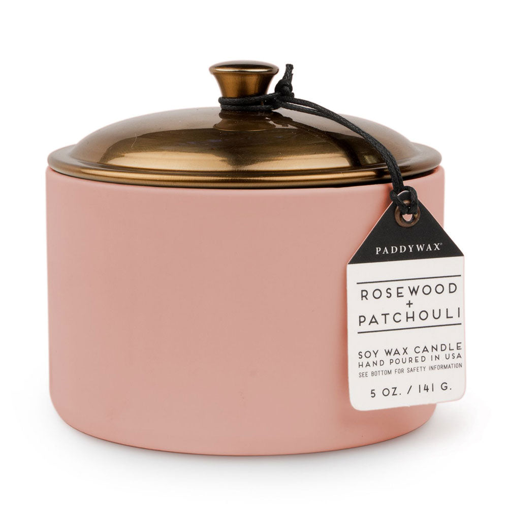 Hygge Rosewood Patchouli Candle in Ceramic (Blush)