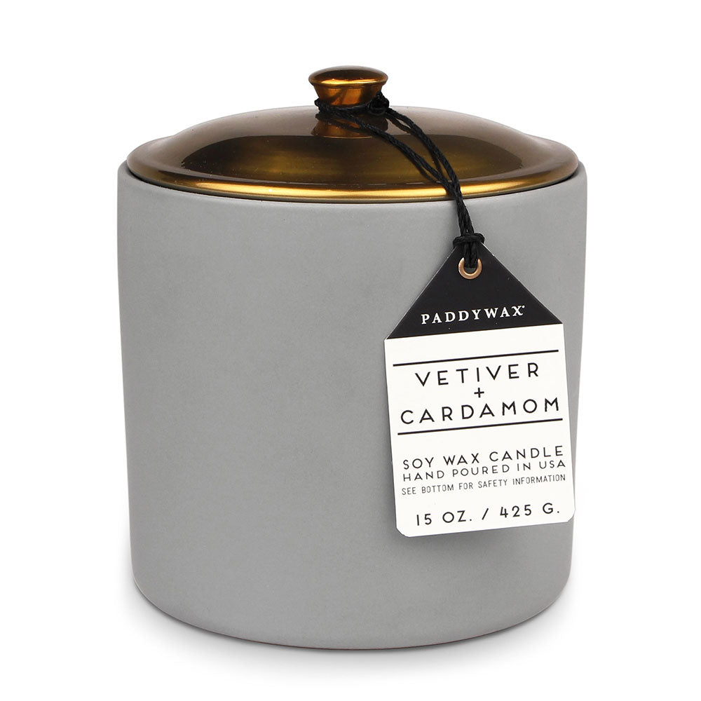 Candle de cardamome de vétiver Hygge en céramique (gris)