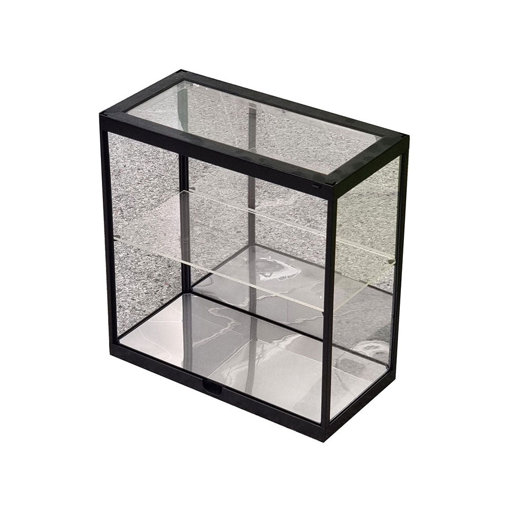 Black Mirrored Back LED Display Case w/ 1 Shelf (29x19x42cm)