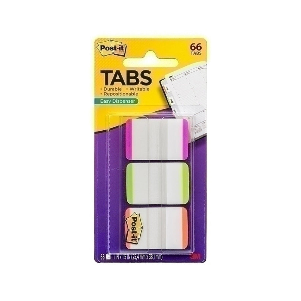 Tabs post-it rosa/verde/laranja (caixa de 6)