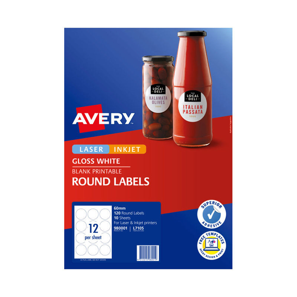 Avery ronde labels 60 mm 12up 10pk