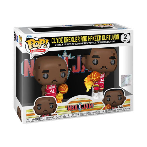 Rockets Clyde Drexler & Hakeem Olajuwon 8-Bit Pop! Vinyl 2pk