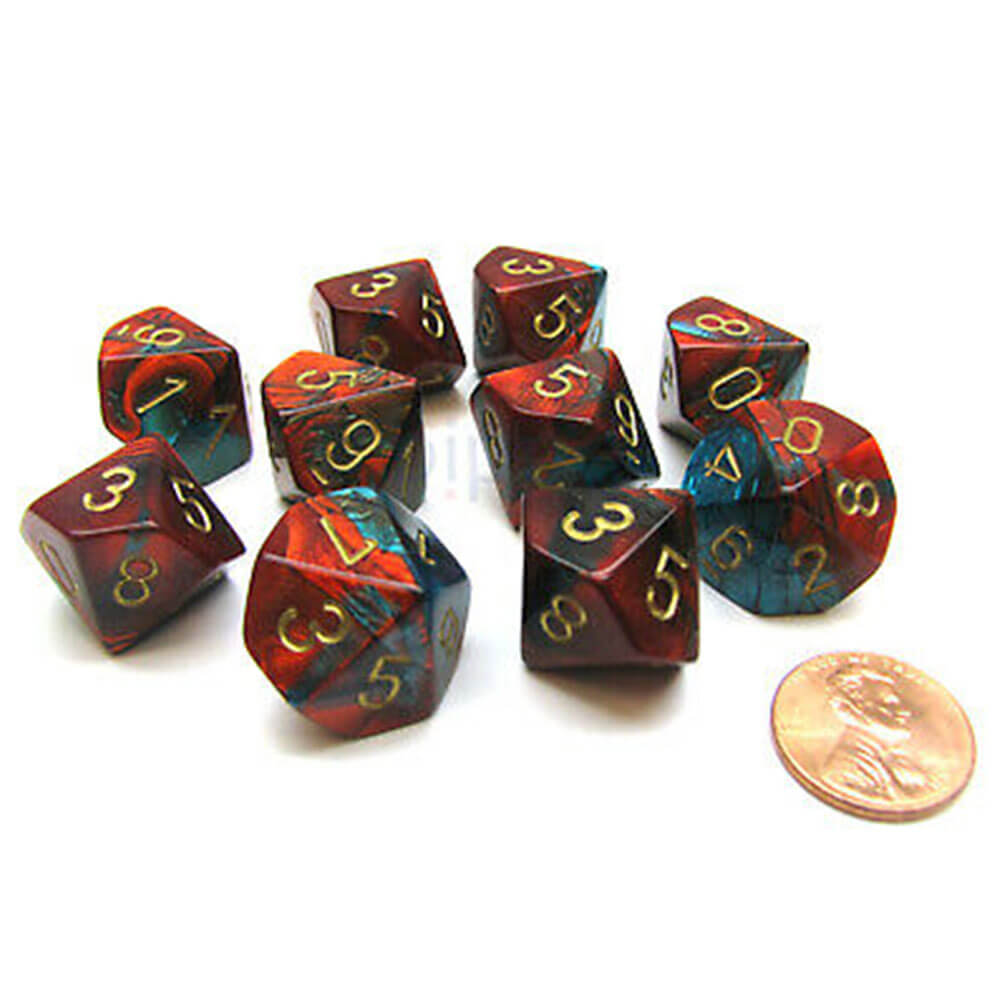 Ensemble de gemini à 10 die polyédrique de Chessex D10