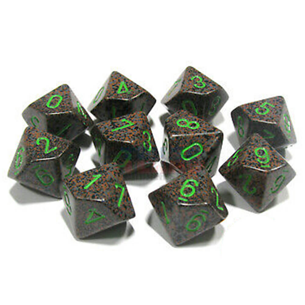 SET TRACKLED CHESSEX D10 POLYEDRAL 10-DIE