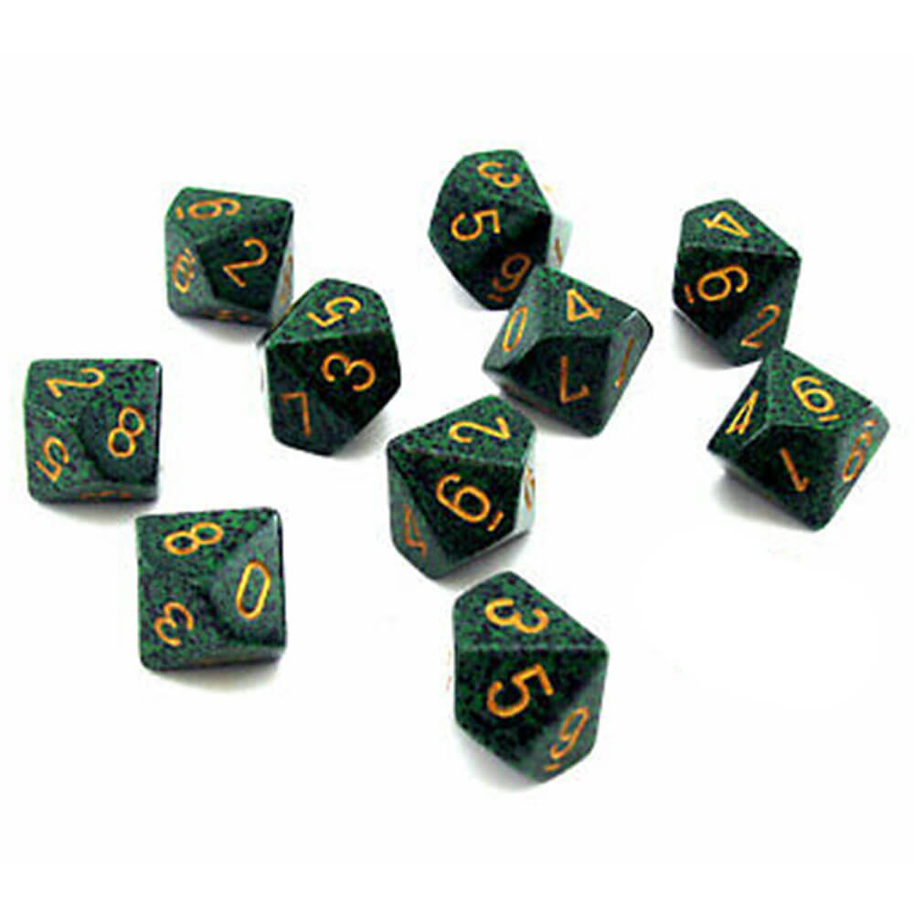 Chessex D10 Polyhedral 10-die flekkete sett