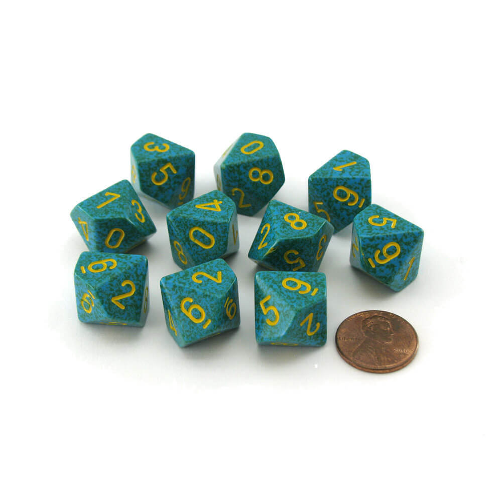 Chessex D10 Polyhedral 10-die flekkete sett