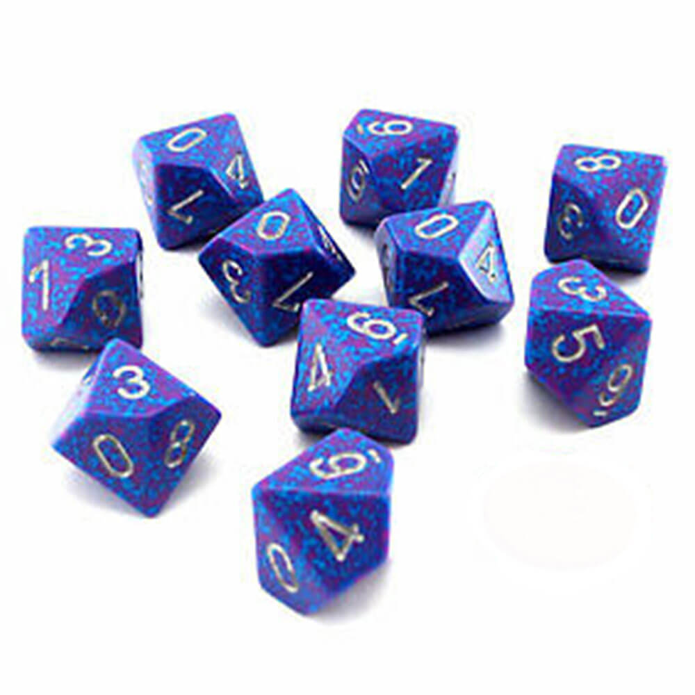 Chessex D10 Polyhedral 10-die flekkete sett