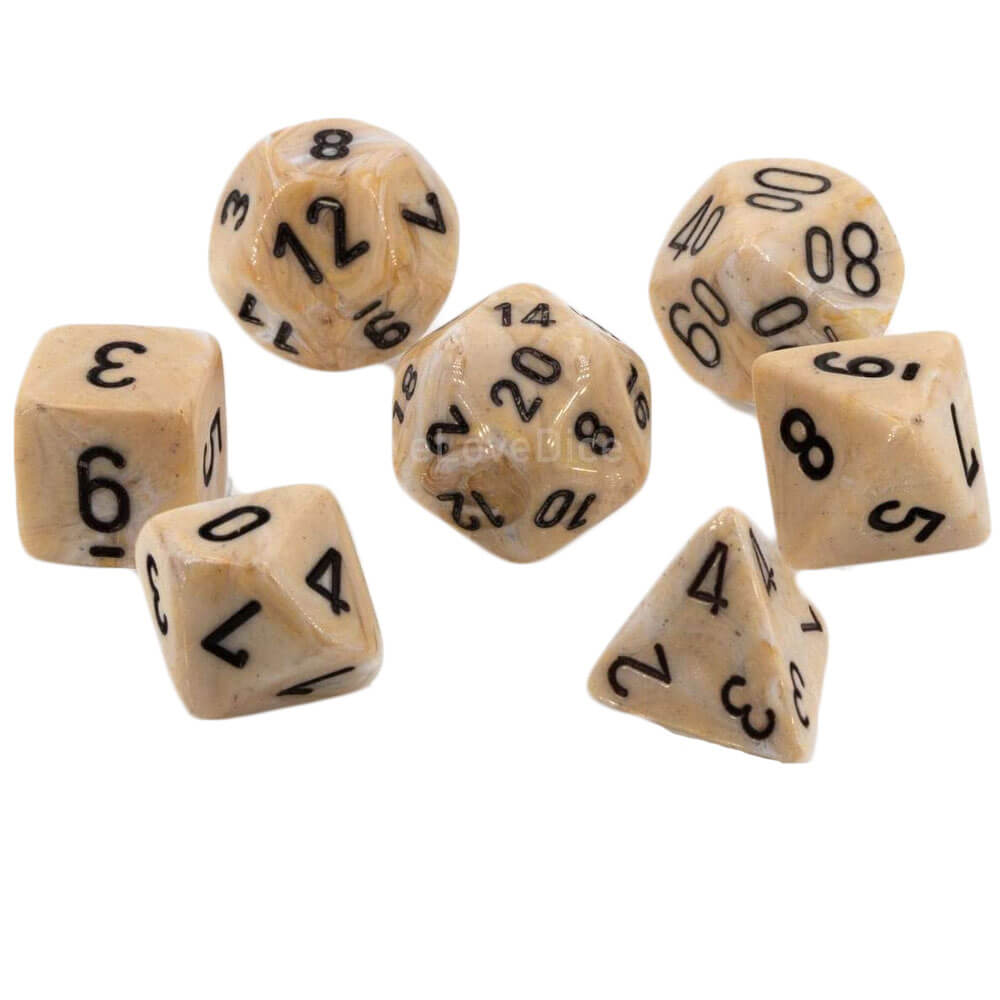 Ensemble de marbre à 7 die Chessex Polyéddral