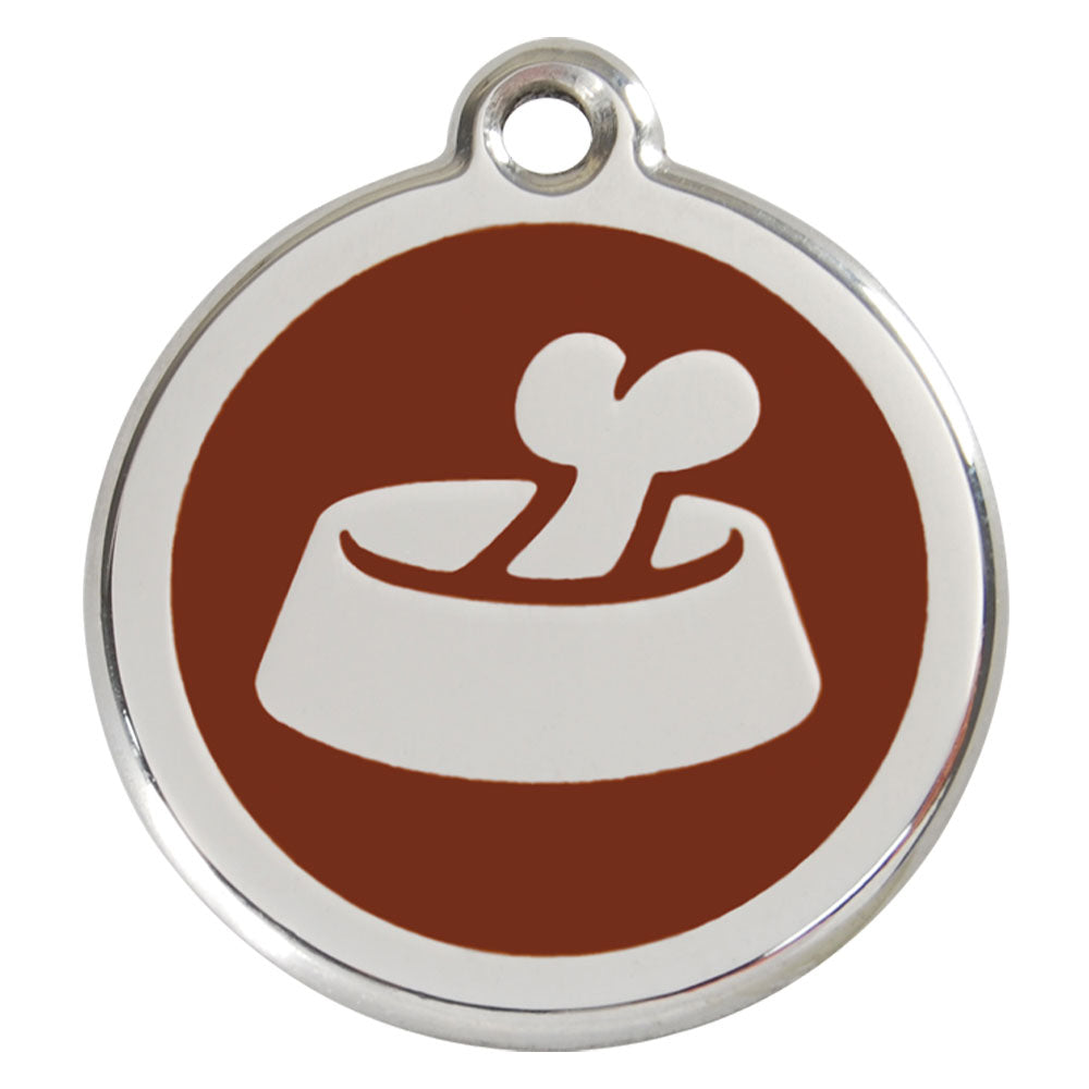 Stainless Steel Bone in Bowl Enamel Dog Tag