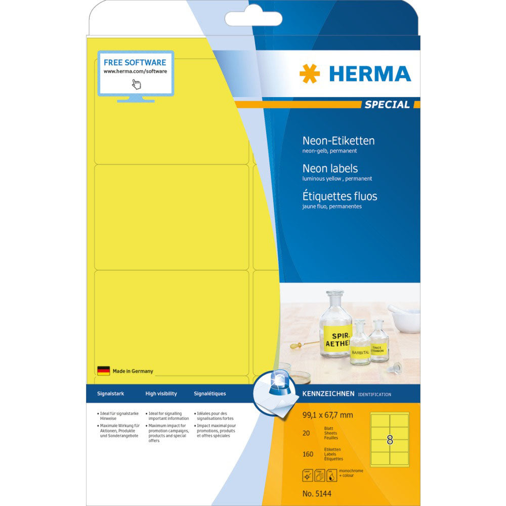 Herma Luminous Neon Etyels A4 20pc (99,1 x 67,7 mm)