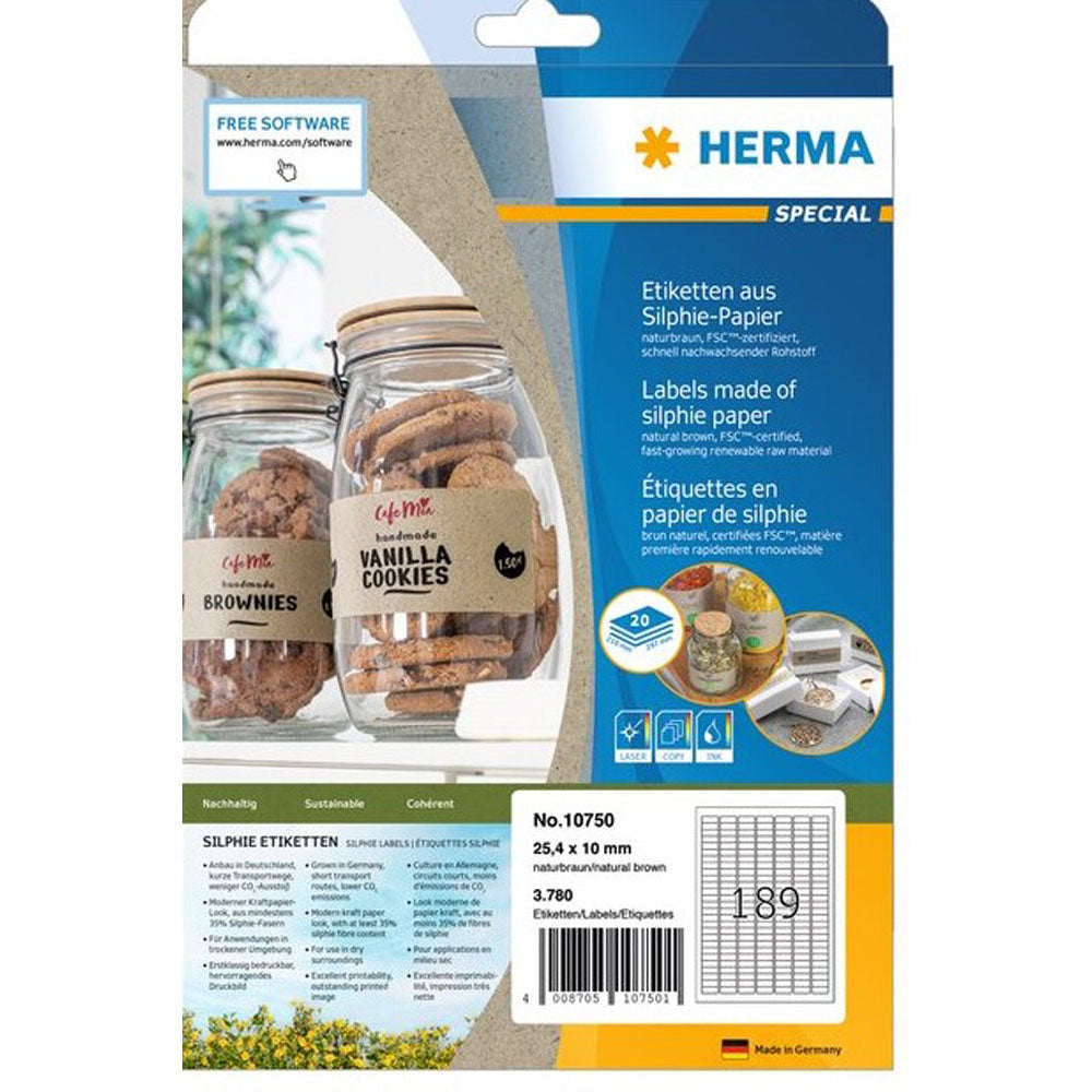 Herma Silphie Paper Labels A4 20pc (Natural)