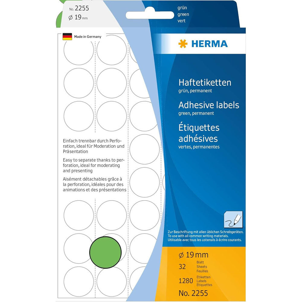 Herma Coloured Adhesive Dot Labels (Green)