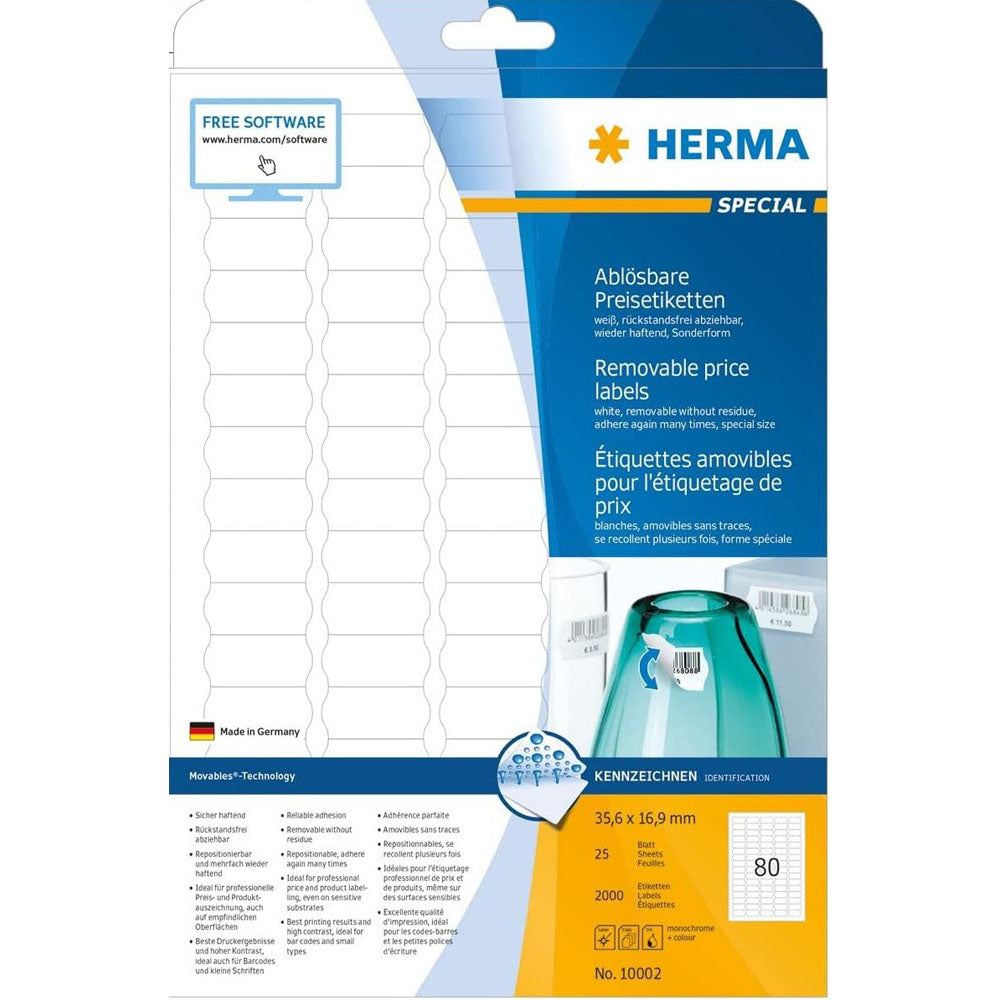 Herma Removable Price Labels A4 25pc (35.6x16.9mm)