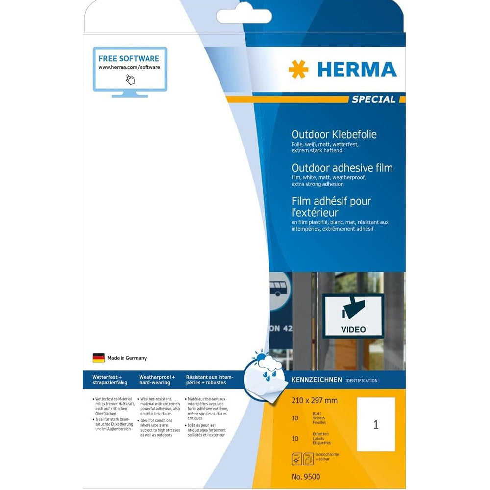 Herma utomhusfilm etiketter A4 10pc (vit)