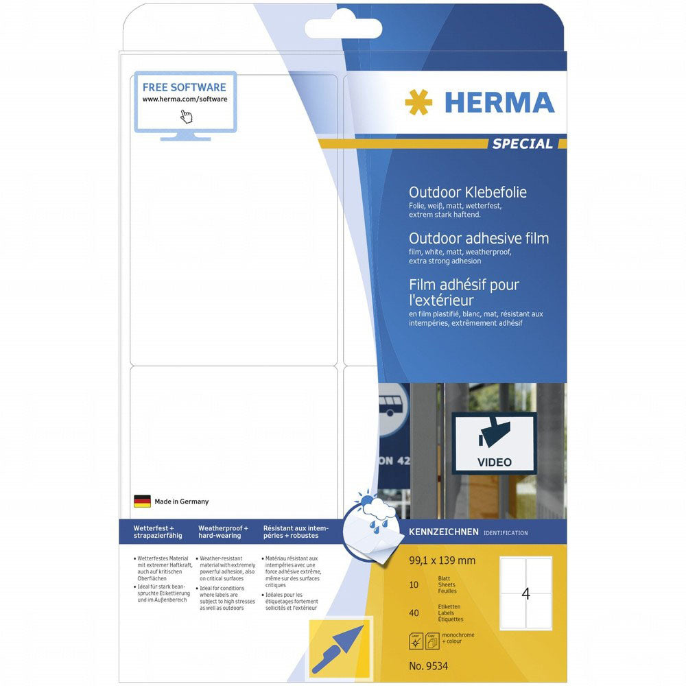 Herma Outdoor Film Etyels A4 10pc (White)