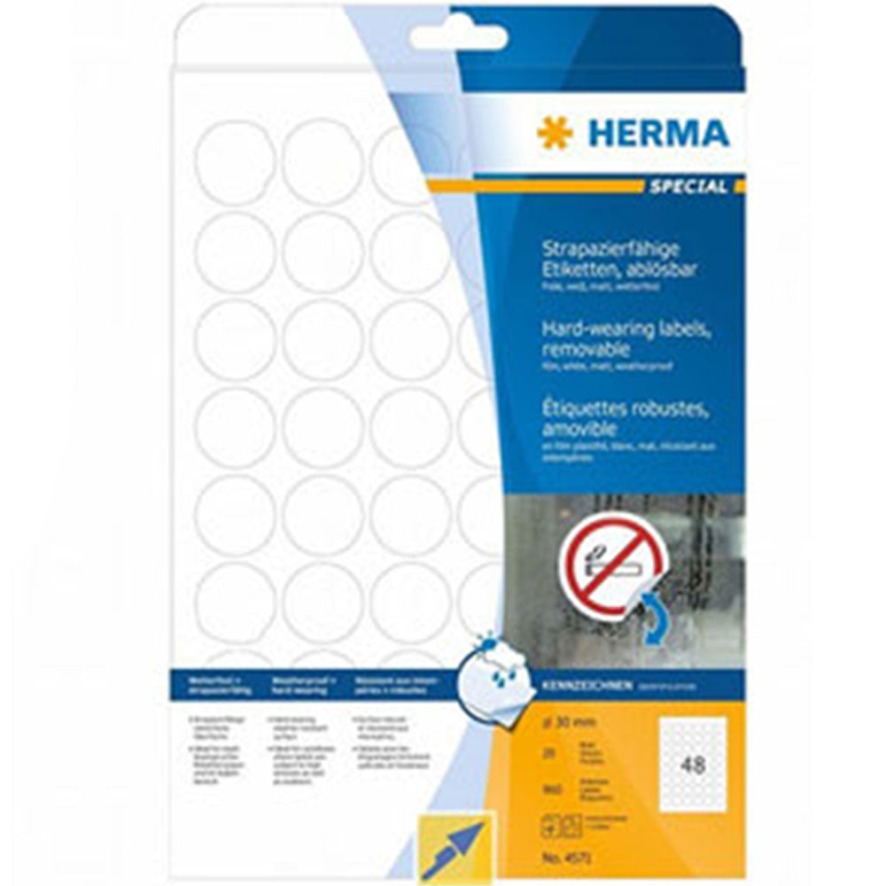 Herma Removable Foil Labels A4 20pc (White)