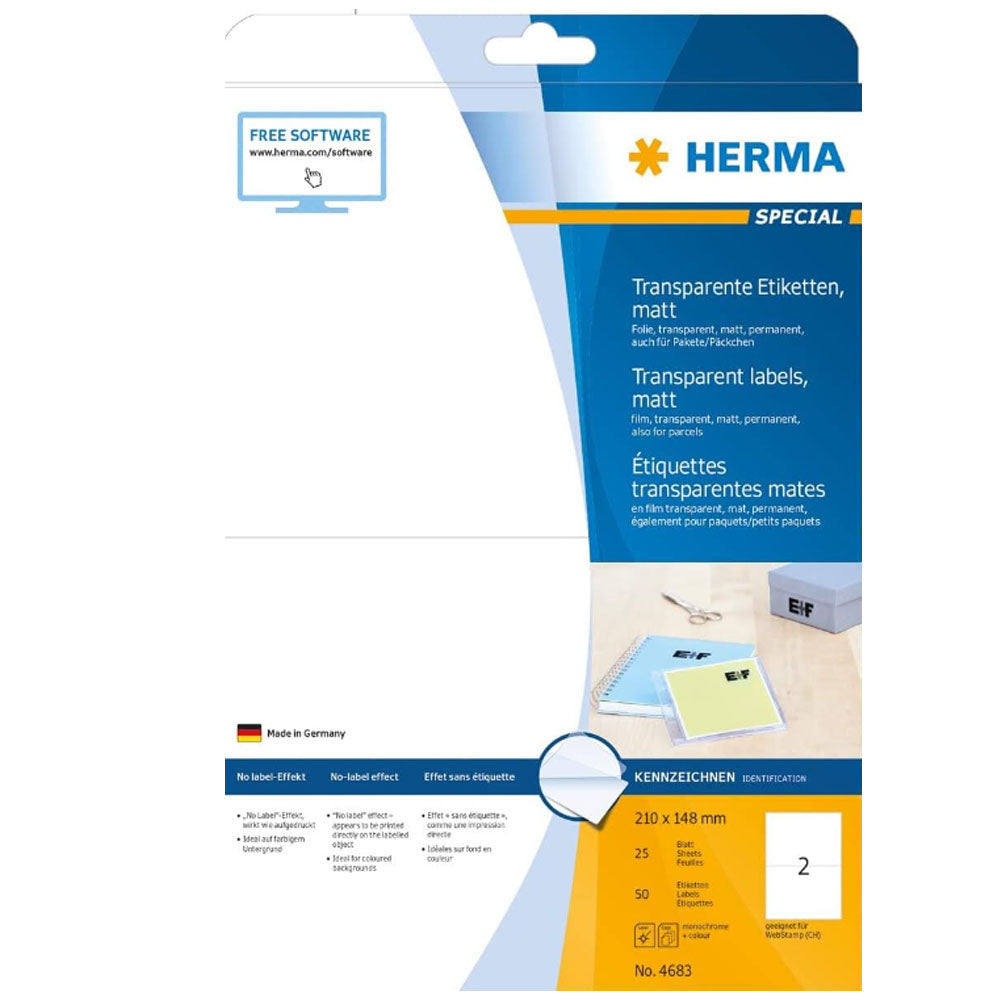 Herma Transparent Matte Labels A4 25pc