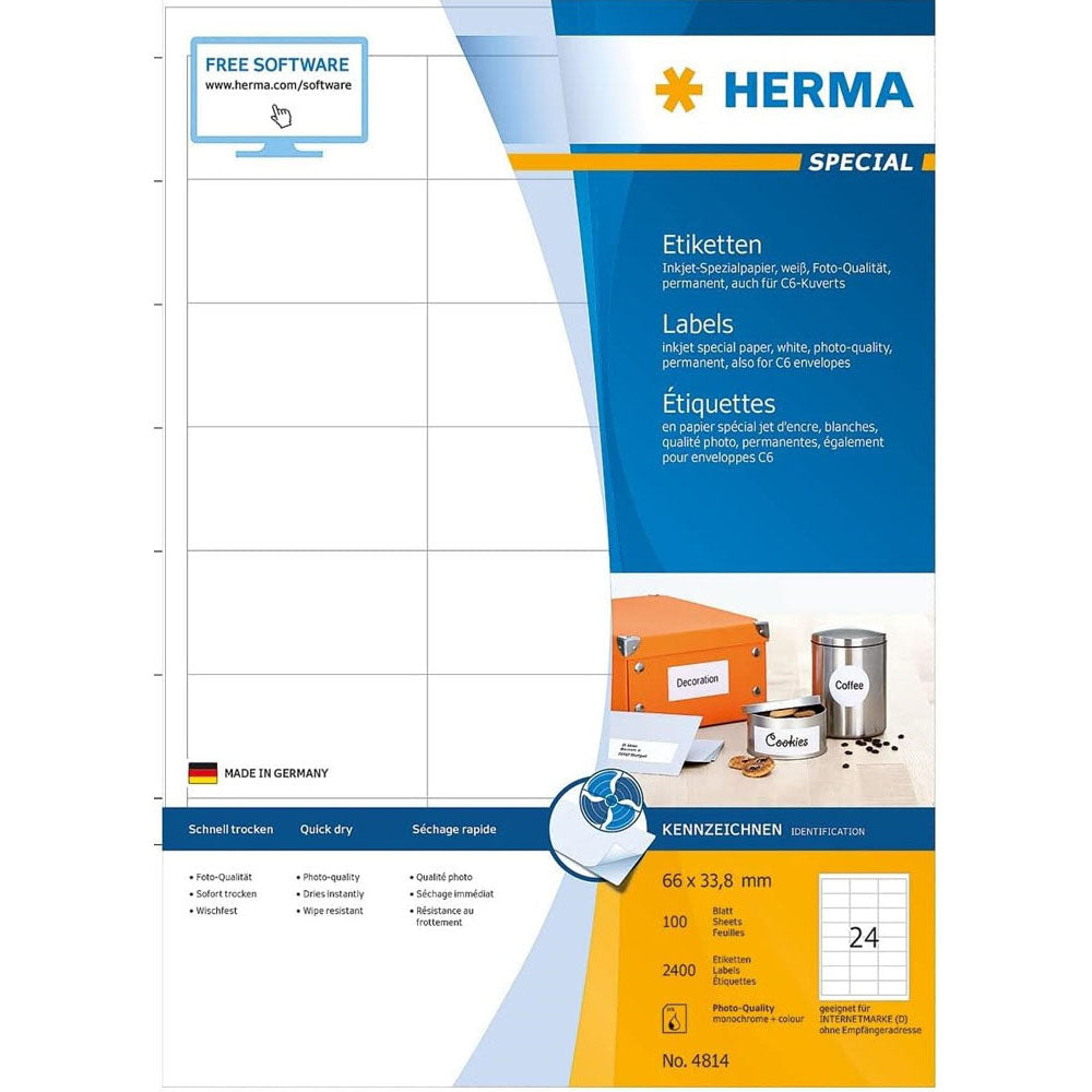 Herma Inkjet etiketter A4 100 st (vit)