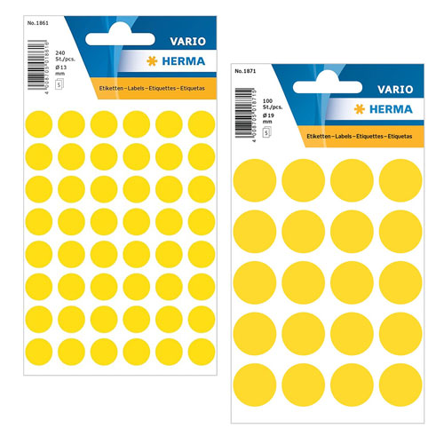 Herma Round Sticker Labels (Yellow)