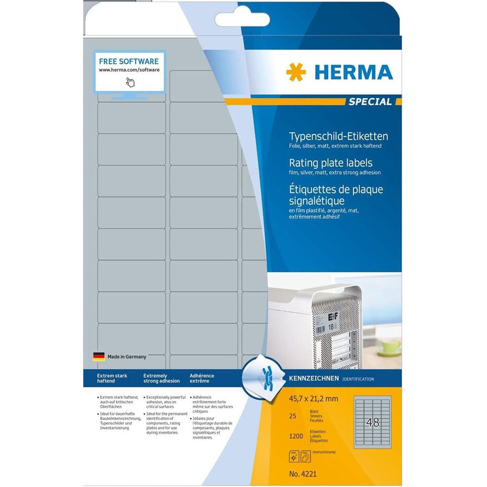 Herma Rating Plate Labels A4 25pc (sølv)