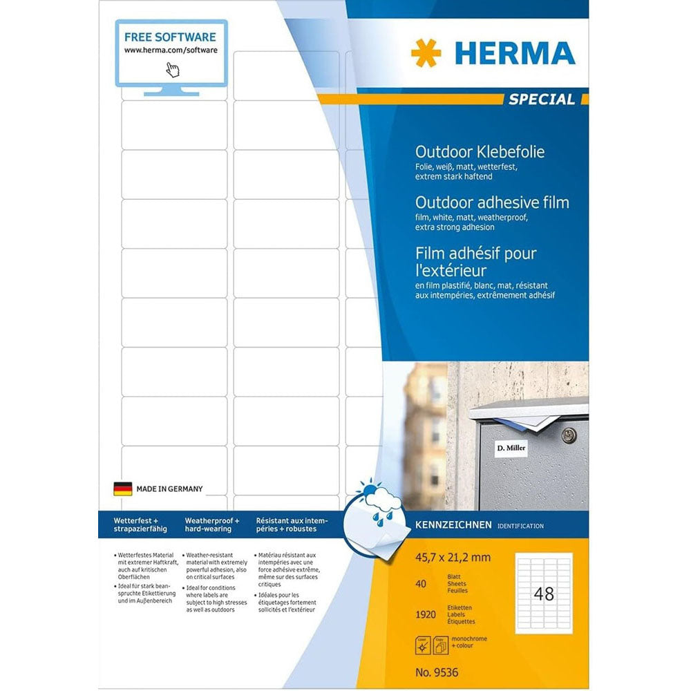 Herma Outdoor Film Etyels A4 40pc (White)