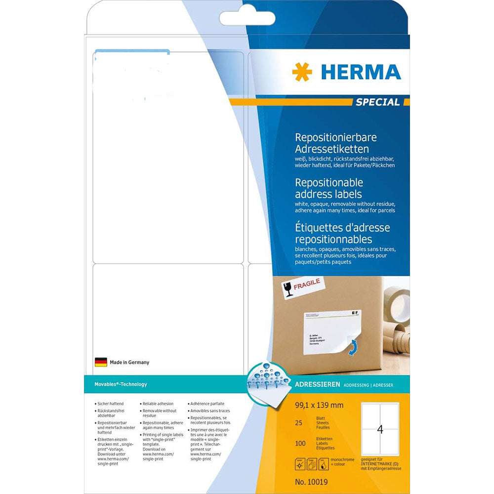 Herma Removable Opaque Labels A4 25pc（白）