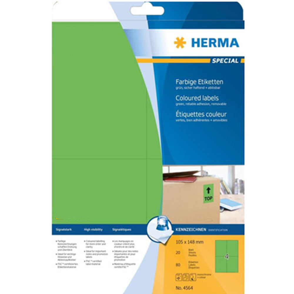 Herma Removable Colored Labels A4 20pc（105x148mm）