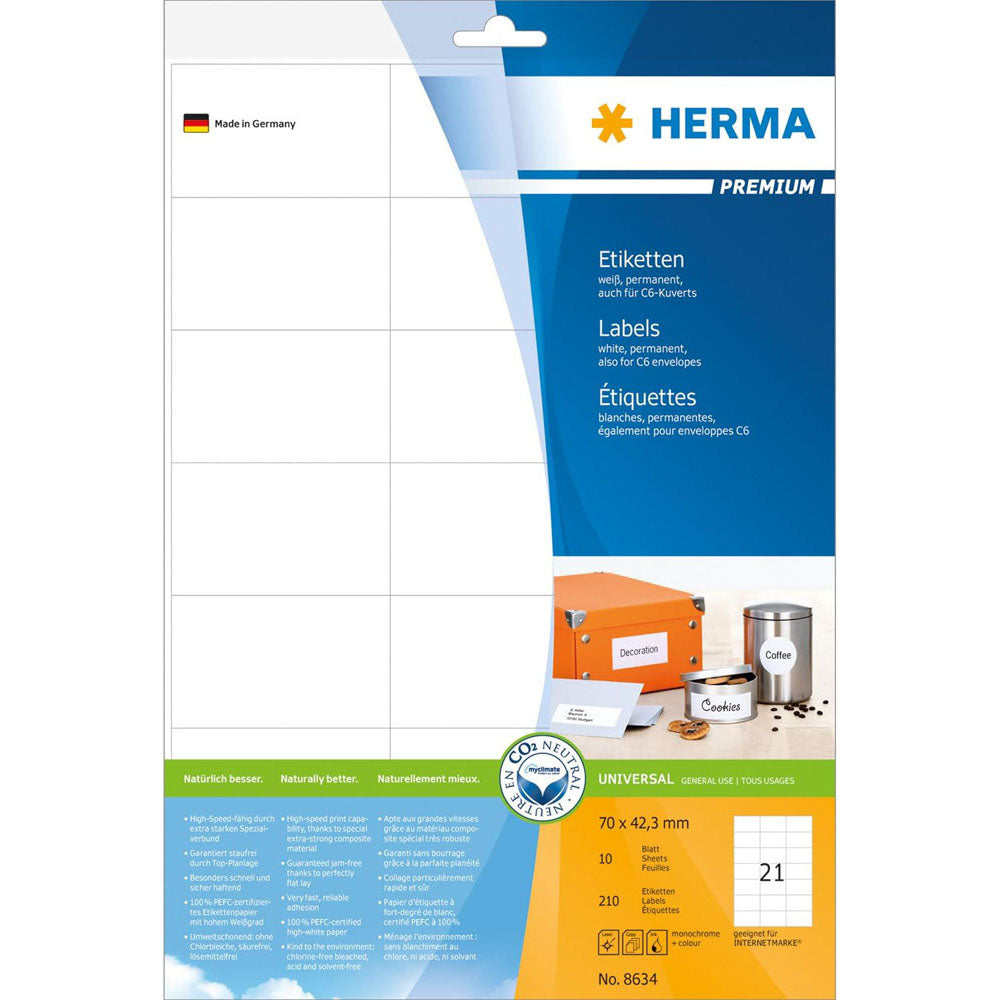 Herma Premium Labels A4 70mm 10pc