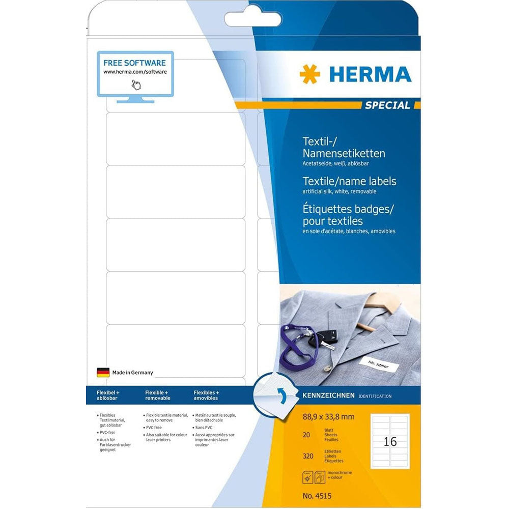 Herma Namn/Textiletiketter A4 White (88.9x33.8mm)