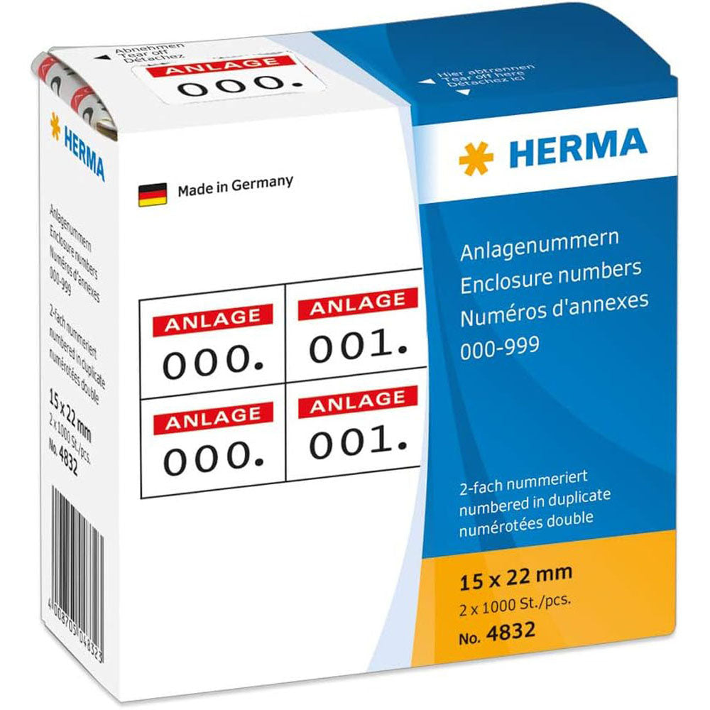 Herma Adhesive Enclosure Number Labels (15x22mm)