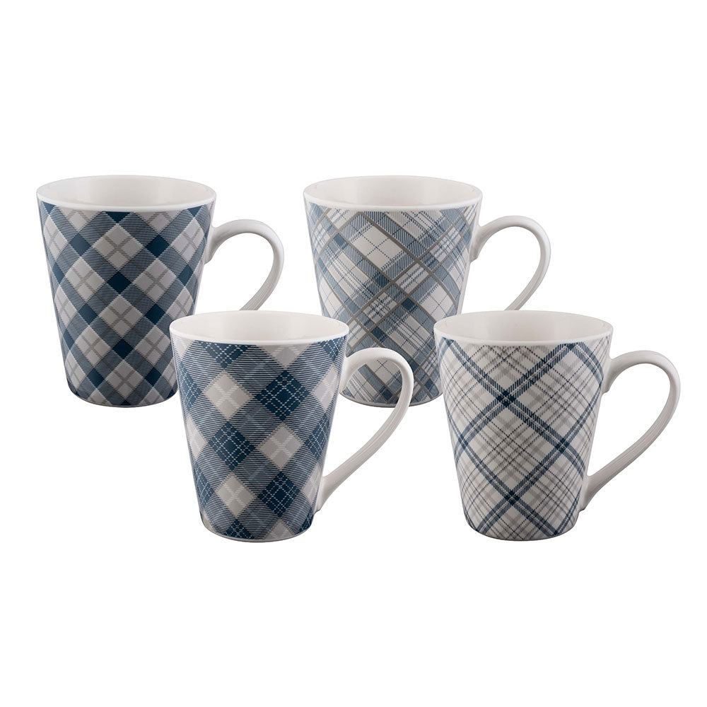 Bundanoon Conical Mug 4pcs (Tartan Blues)