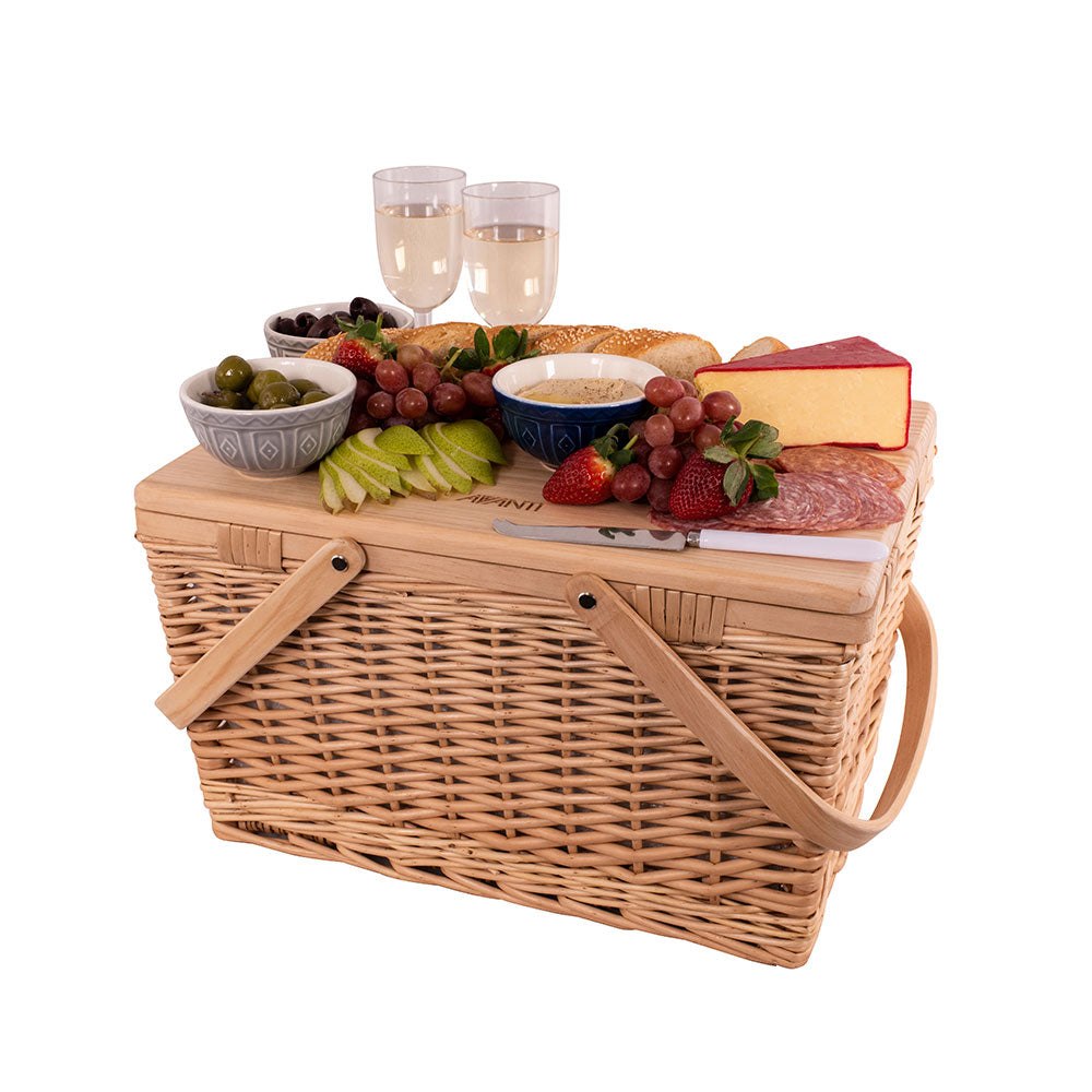 Avanti Pine Top Flora Pattern Lining Picnic Basket