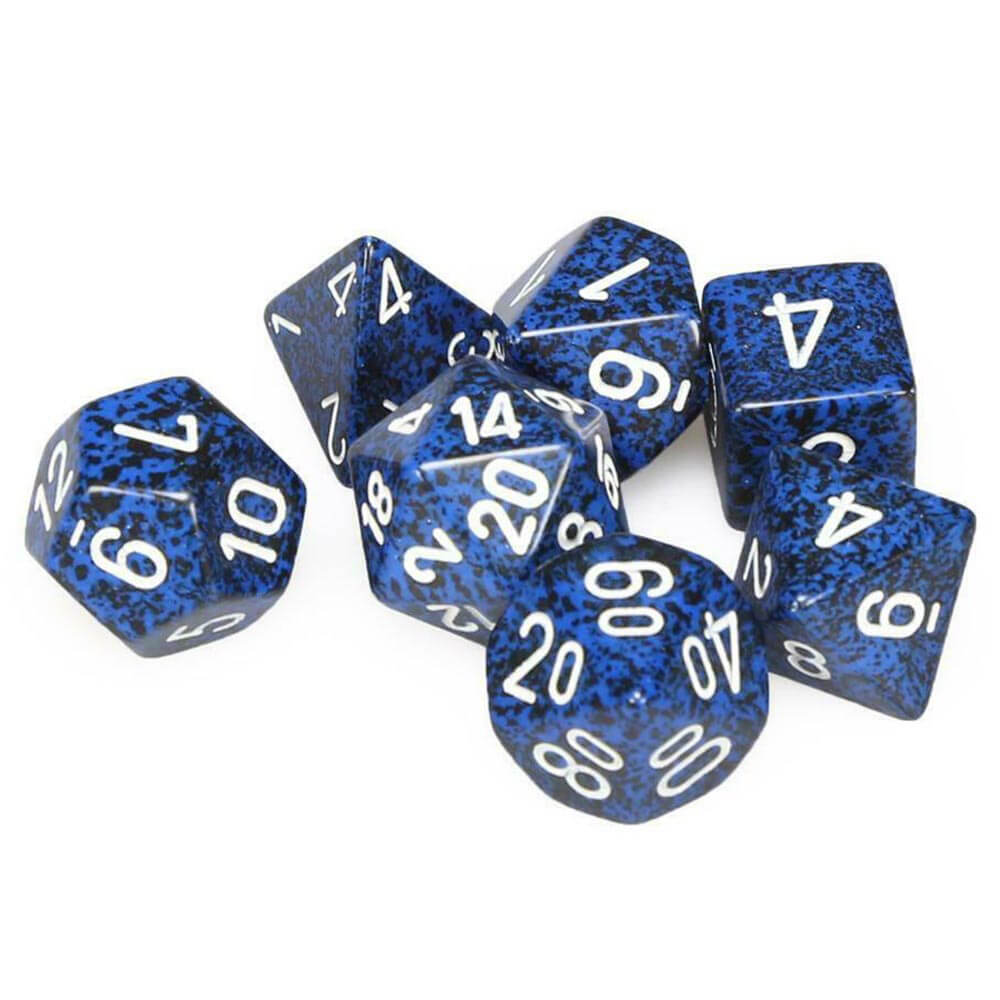 D7 die set terninger flekkete poly (7 terninger)