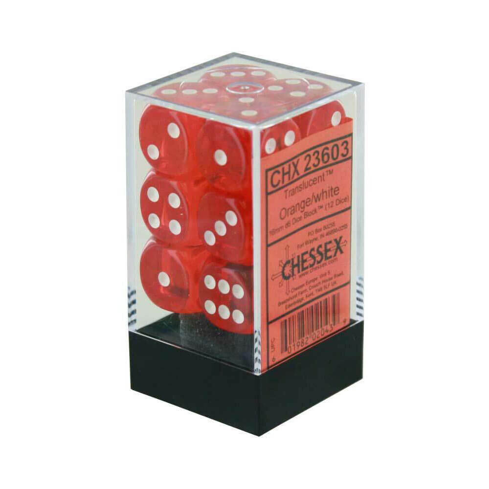 D6 Dice Translucent 16 mm (12 dés)