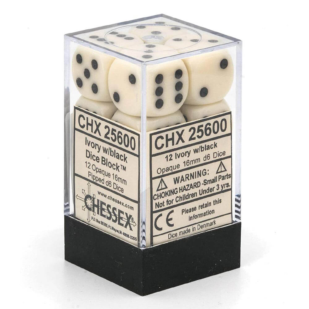 D6 DICE ONEAQUE 16 mm (12 dobbelstenen)