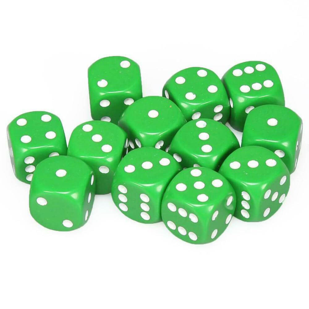 D6 DICE OPAQUE 16mm (12 dados)