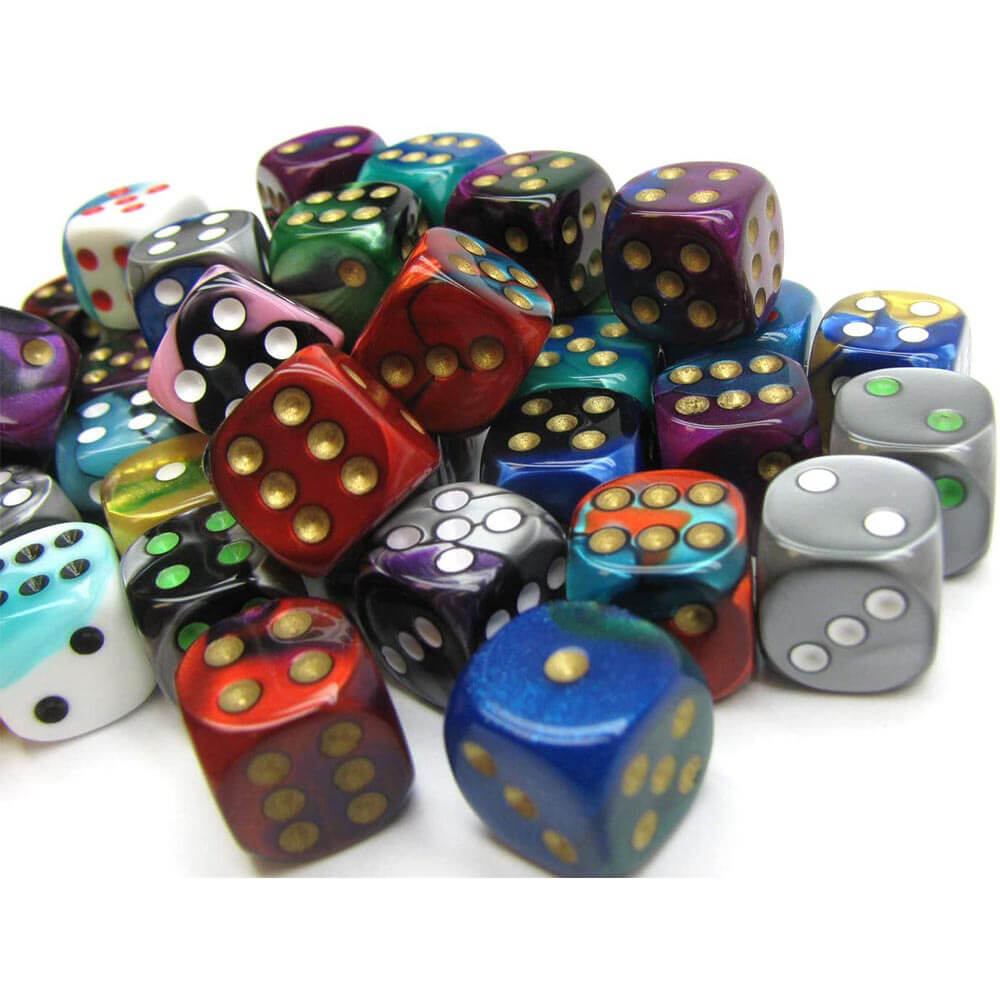 D6 DICE Assorteret Loose 12mm (50 terninger)