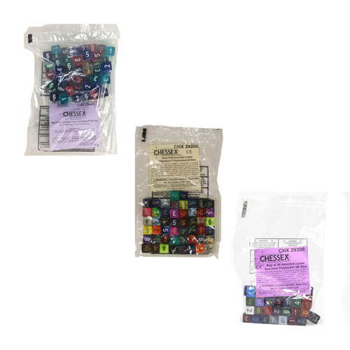 D6 Dice Assorted Loose Polyhedral (50 Dice)