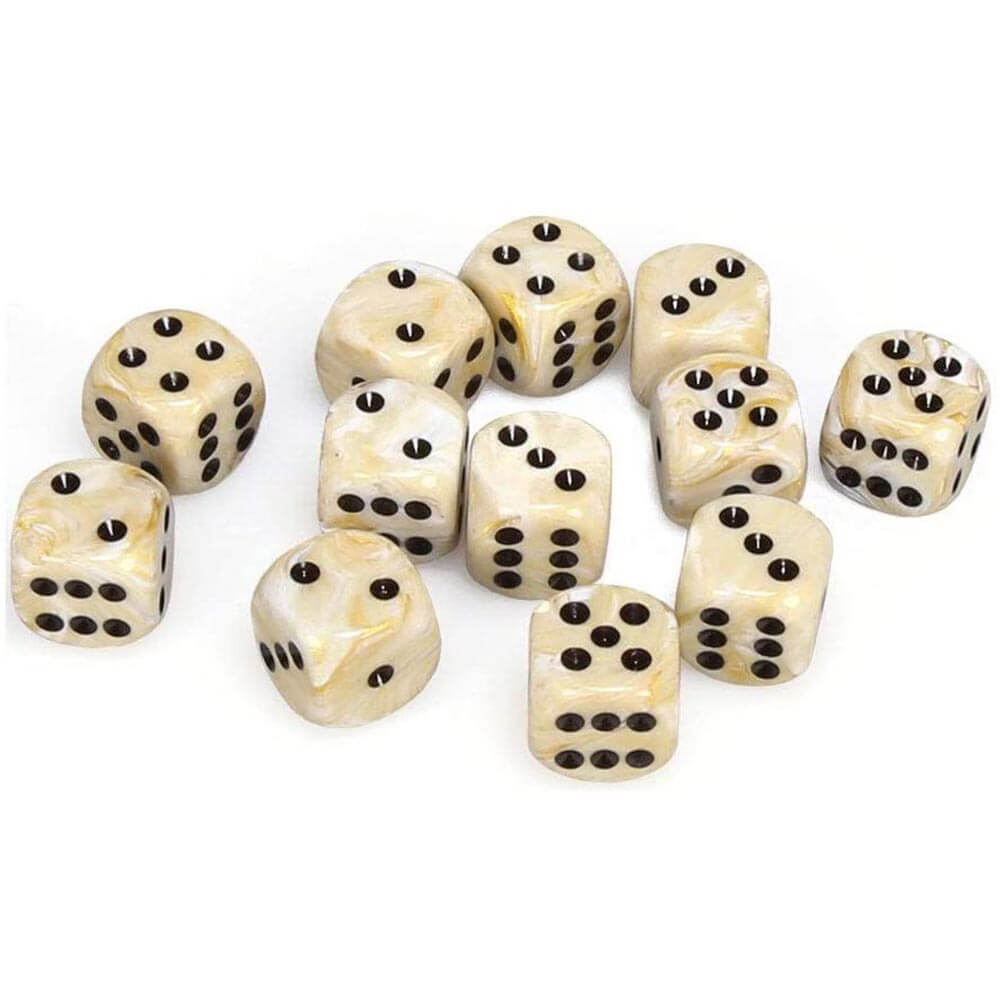 D6 Dice Marble 16 mm (12 dés)