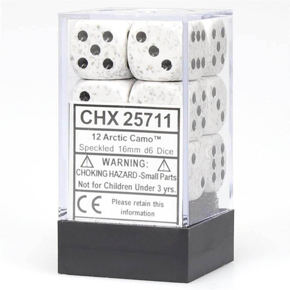 D6 Dice moucheté 16 mm (12 dés)