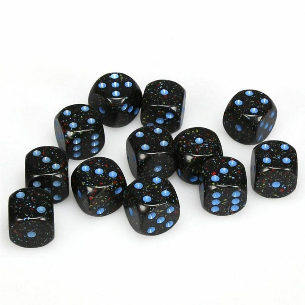 D6 dados moteados 16 mm (12 dados)