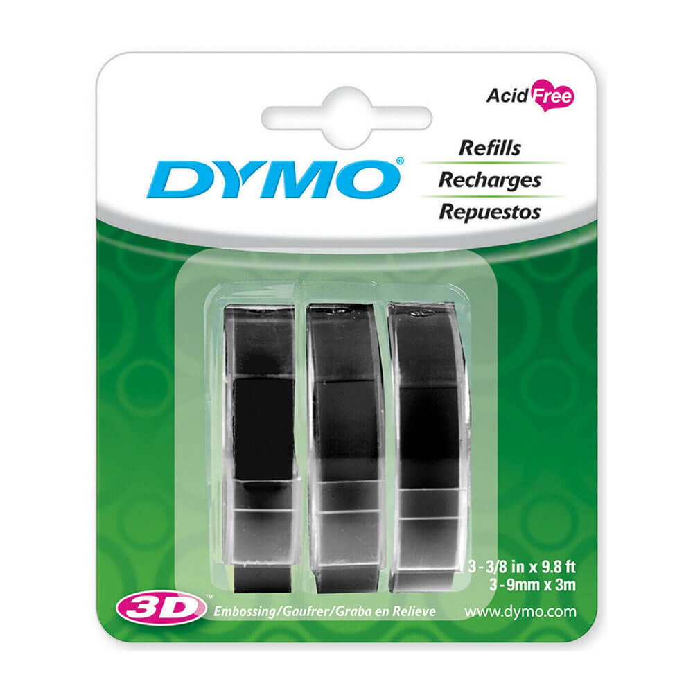 Dymo prægning af båndetiket 9mmx3m (3pk)