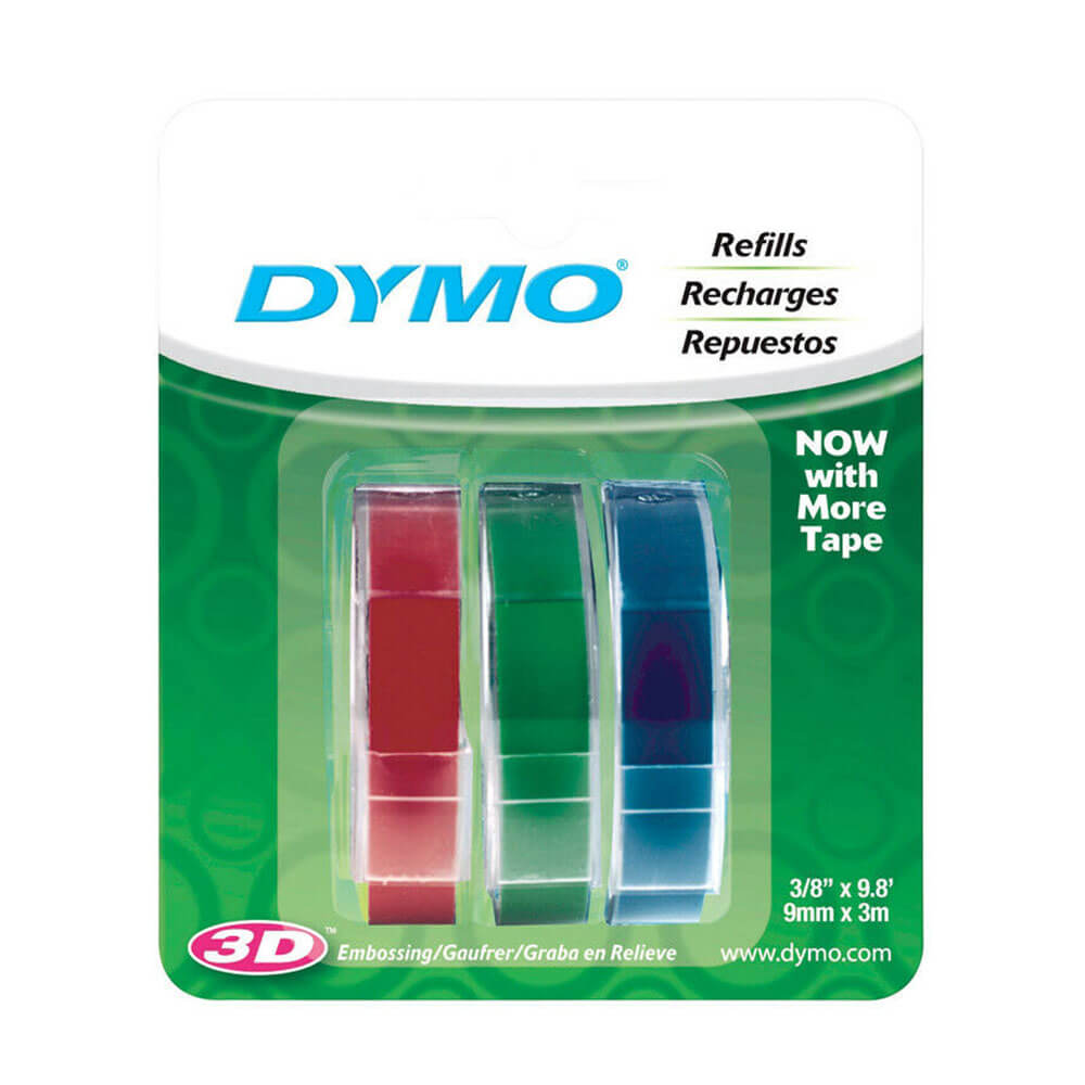 Dymo prægning af båndetiket 9mmx3m (3pk)