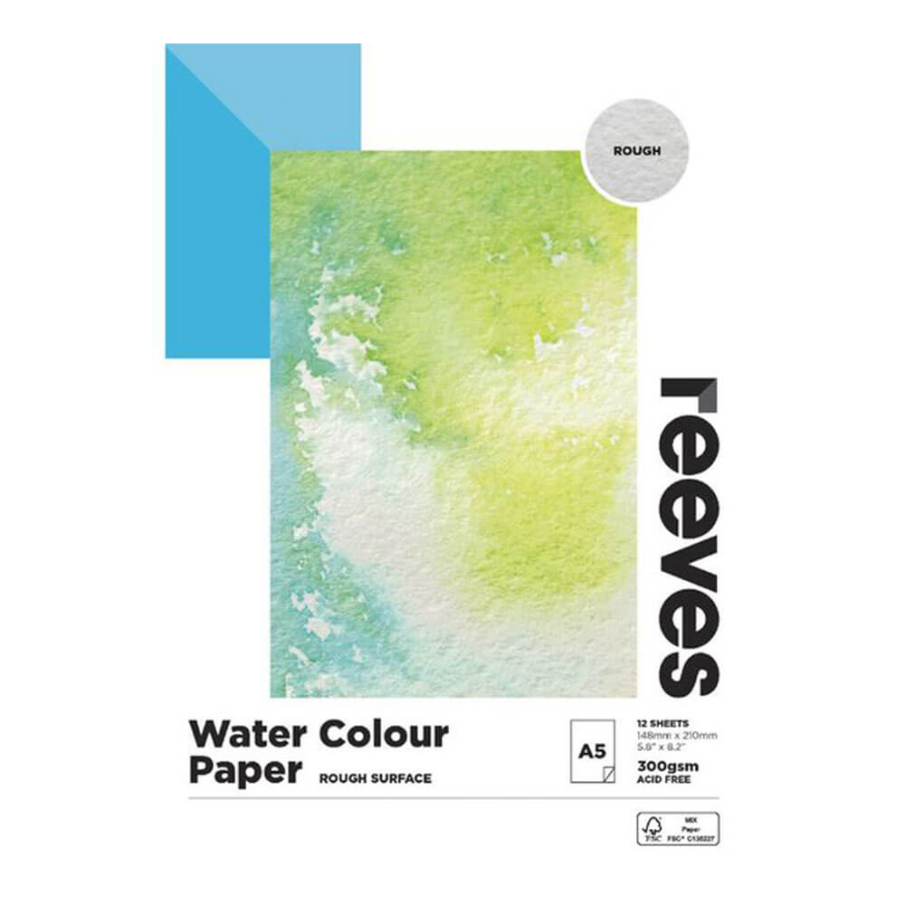  Reeves Aquarell-Raupapier, 300 g/m² (12 Blatt)