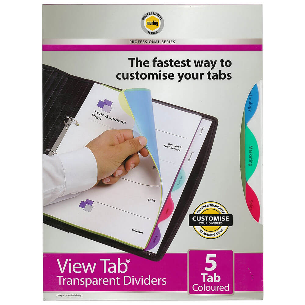 Marbig View Tab Transparente Divider A4 (farvet)