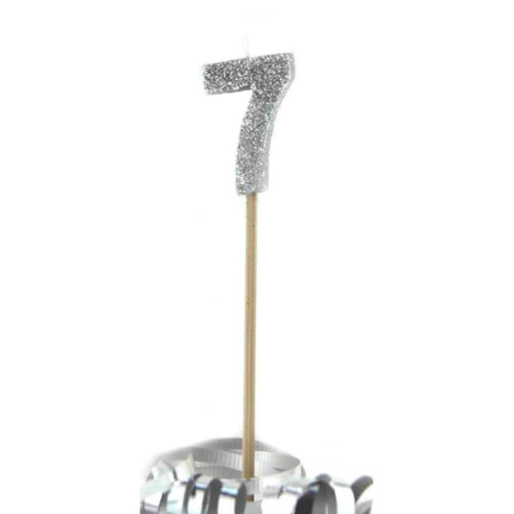 Alpen Glitter Long Stick Candle (Silver)