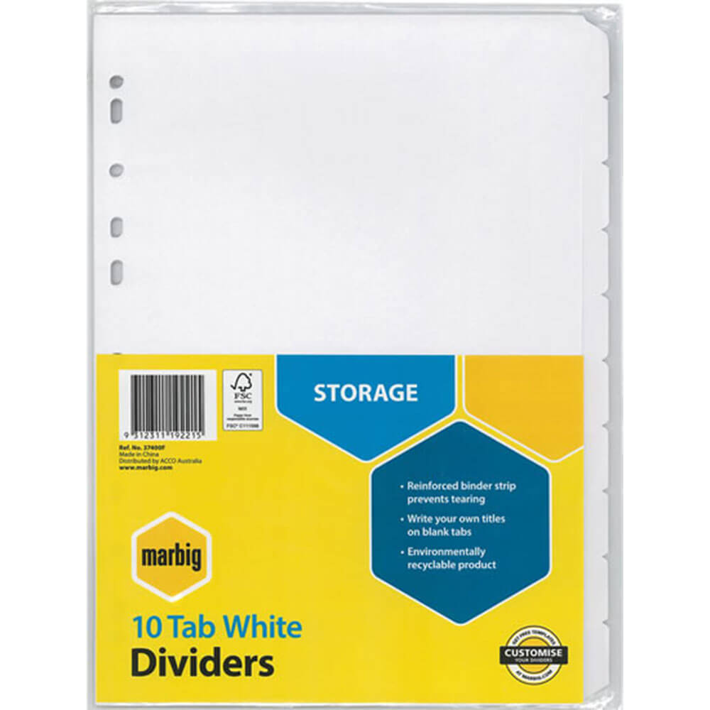 MARBIG MANILLA DIVIDER CARRANZADOS A4 (blanco)