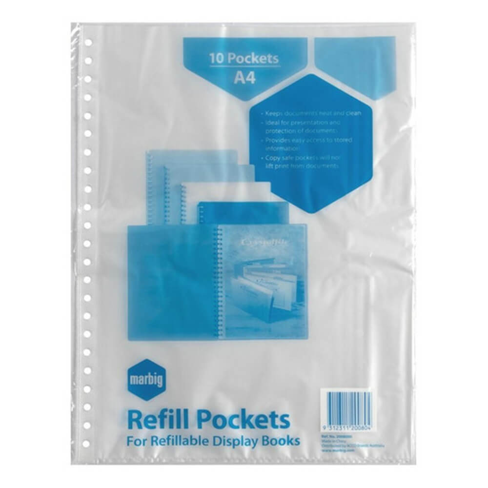 Marbig Display Book Refill Locets 10pk (A4)